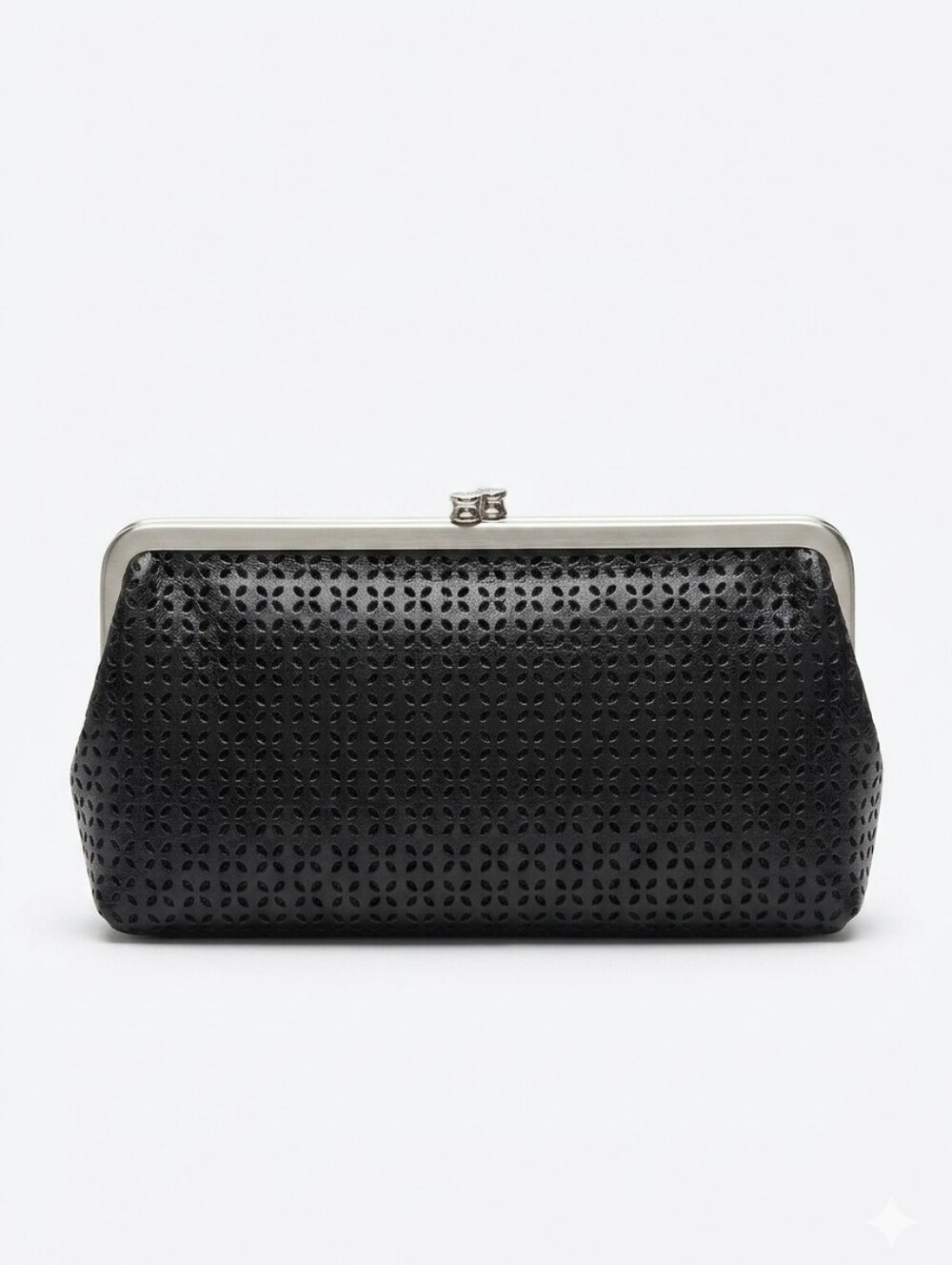 HOBO International Lauren Clutch Wallet In Black Embossed Leather
